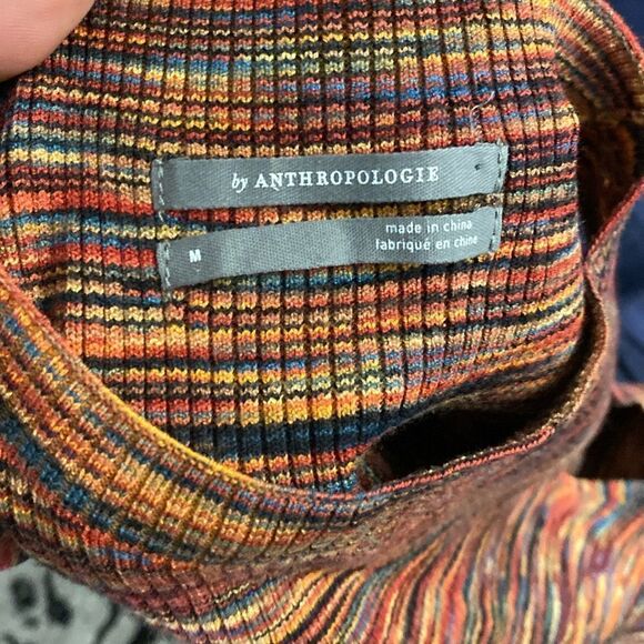 Anthropologie multicolor ribbed mock neck sleeveless tunic top - Picture 5 of 10